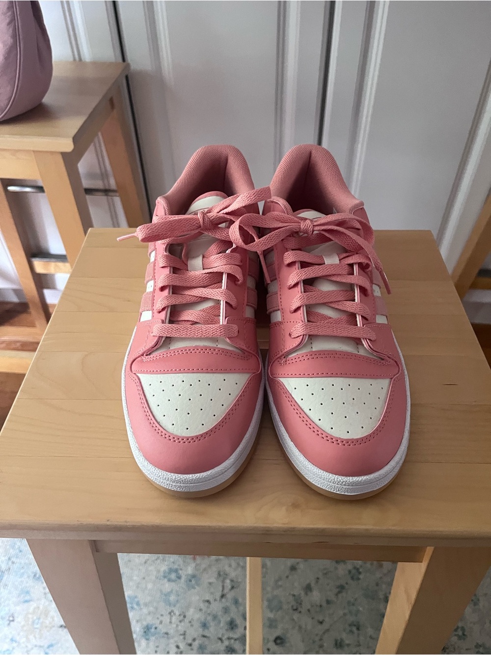 adidas Pink and Cream Kids Low-Top Sneakers